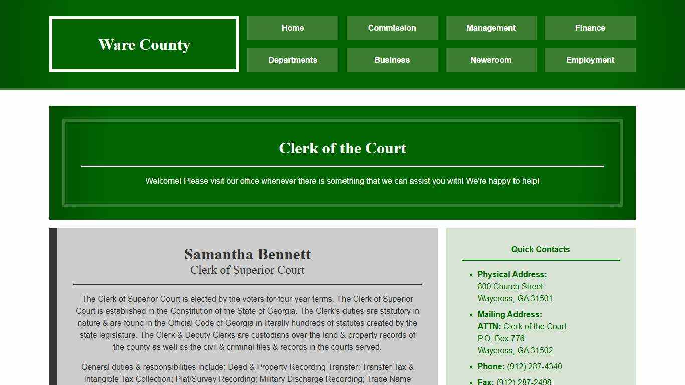 County Court System—Ware County Government
